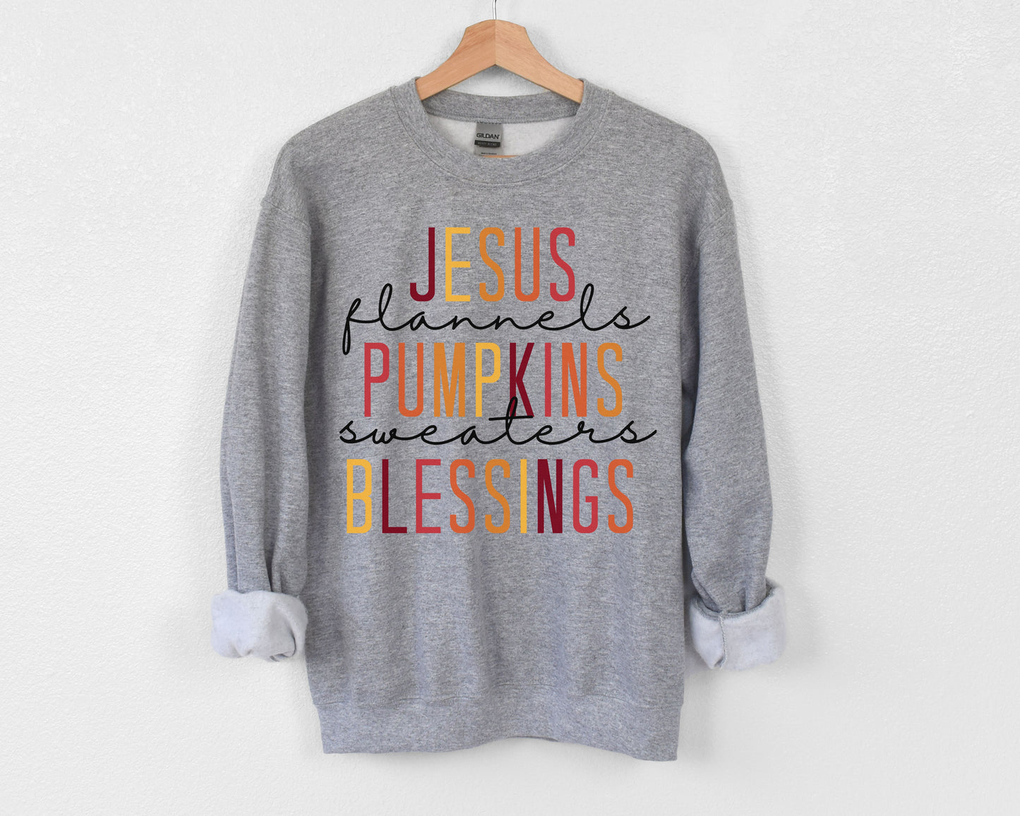 Fall Blessings Sweatshirt - Sport Grey