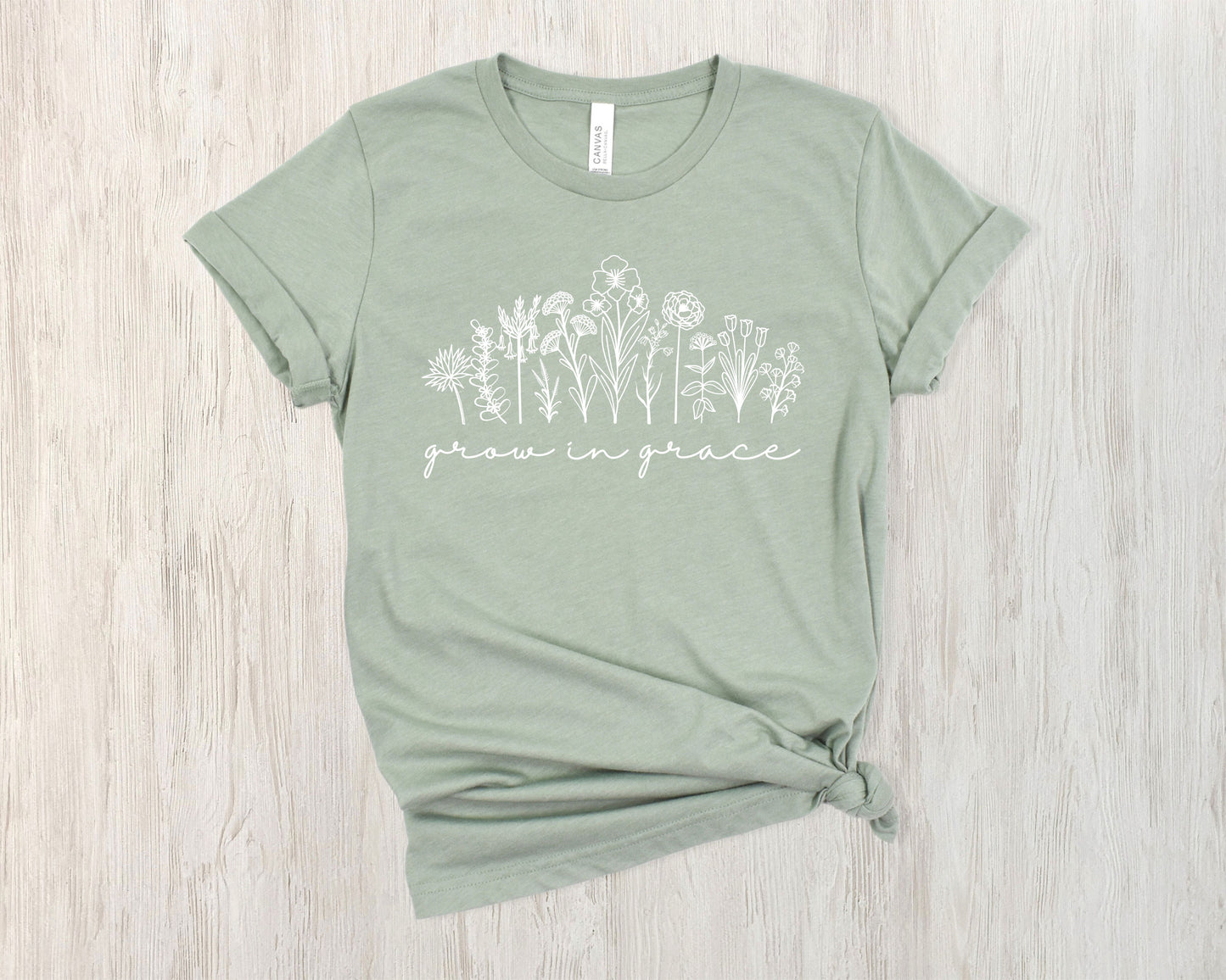 Grow in Grace Tee - Heather Sage