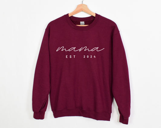 Mama Est 2024 Sweatshirt - Maroon