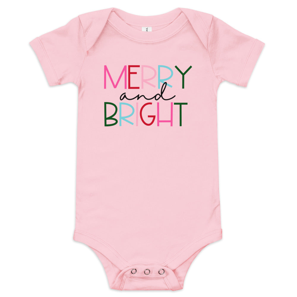 Christmas - Merry & Bright Kids Tee - Pink