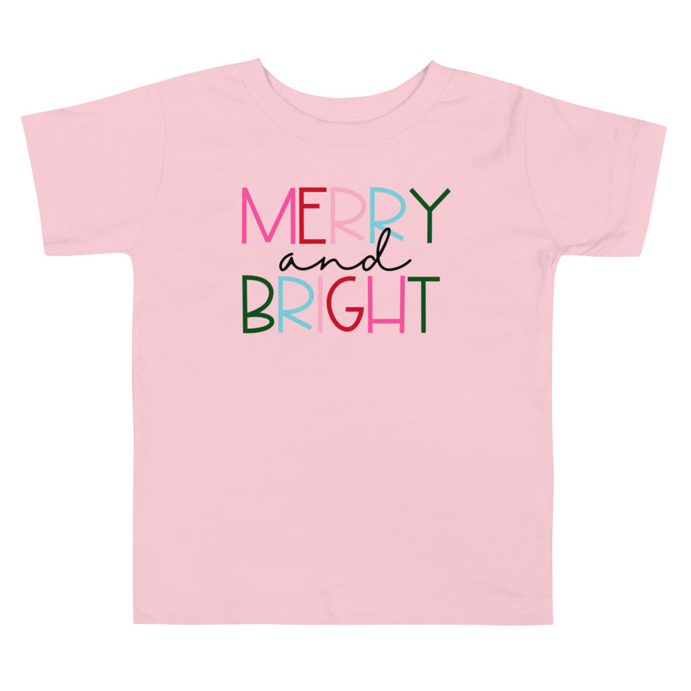 Christmas - Merry & Bright Kids Tee - Pink