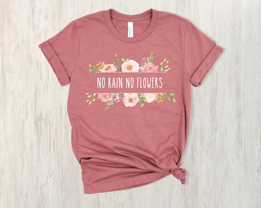 No Rain No Flowers Tee - Heather Mauve