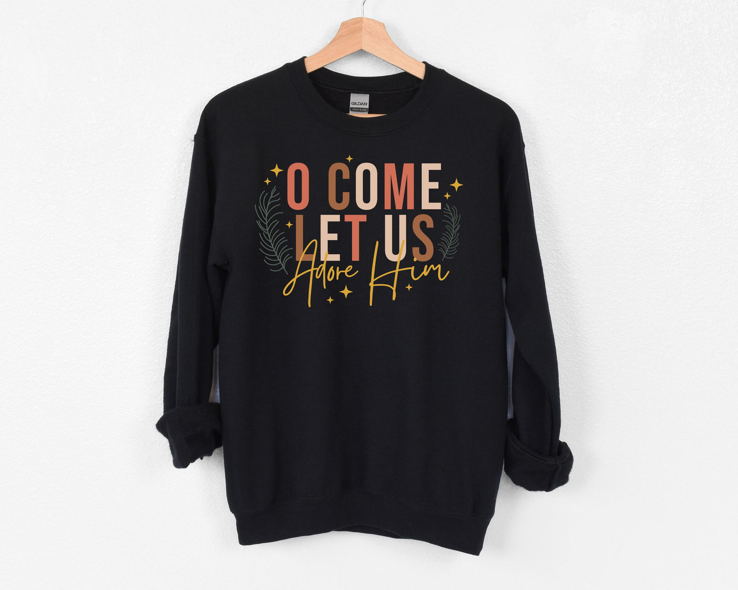 Christmas - O Come Let Us Adore Him Sweatshirt - Black