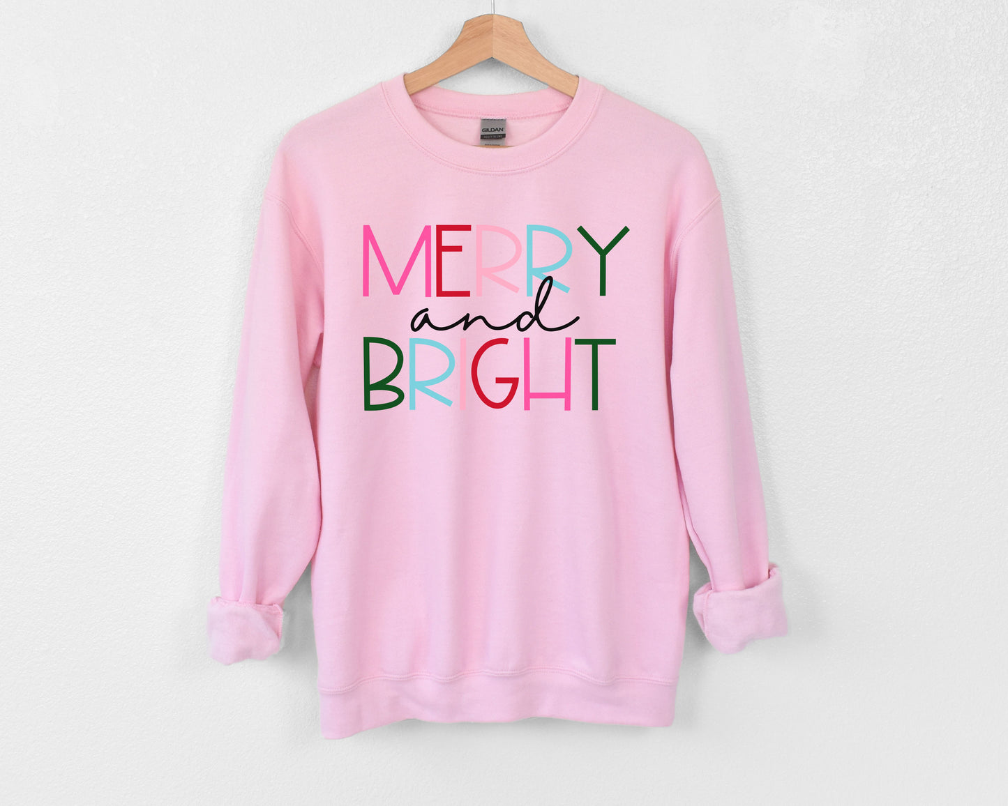 Christmas - Merry & Bright Sweatshirt - Pink